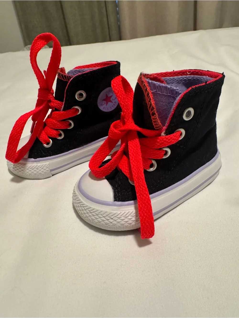 Converse Kids Black Canvas Sneakers with Red Laces
